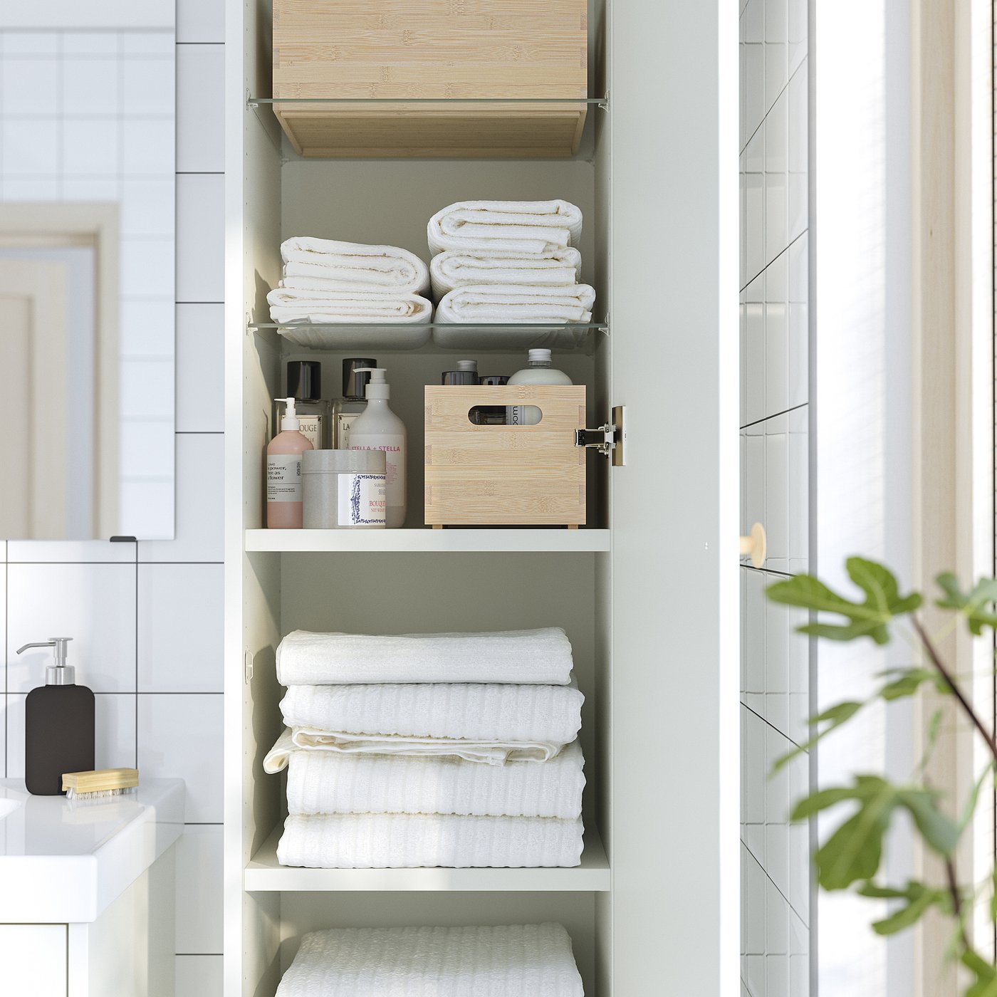 HAVBÄCK high cabinet with doors, white, 46x38x196 cm (18x15x77