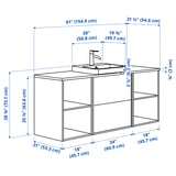 HAVBÄCK / ORRSJÖN Sink cab/sinks/faucet, beige/brown oak effect/white marble effect, 61x21 1/2x28 3/8 "