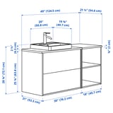 HAVBÄCK / ORRSJÖN Sink cab/sinks/faucet, beige/brown oak effect/white marble effect, 49x21 1/2x28 3/8 "