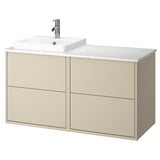HAVBÄCK / ORRSJÖN Sink cab/sinks/faucet, beige/white marble effect, 49x21 1/2x28 3/8 "
