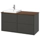 HAVBÄCK / ORRSJÖN Sink cab/sinks/faucet, dark gray/brown walnut effect, 49x21 1/2x28 3/8 "