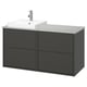 HAVBÄCK / ORRSJÖN Sink cab/sinks/faucet, dark gray/gray stone effect, 49x21 1/2x28 3/8 "