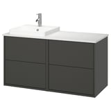 HAVBÄCK / ORRSJÖN Sink cab/sinks/faucet, dark gray/white marble effect, 49x21 1/2x28 3/8 "