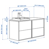 HAVBÄCK / ORRSJÖN Sink cab/sinks/faucet, white/bamboo, 49x21 1/2x28 3/8 "