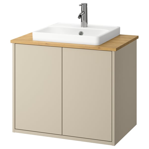 HAVBÄCK / ORRSJÖN Sink cab w doors/sink/tap, beige/bamboo, 31x21 1/2x28 3/8 "