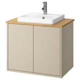HAVBÄCK / ORRSJÖN Sink cab w doors/sink/tap, beige/bamboo, 31x21 1/2x28 3/8 "