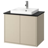HAVBÄCK / ORRSJÖN Sink cab w doors/sink/tap, beige/black marble effect, 31x21 1/2x28 3/8 "