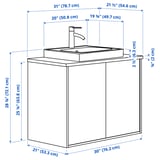 HAVBÄCK / ORRSJÖN Sink cab w doors/sink/tap, dark gray/white marble effect, 31x21 1/2x28 3/8 "