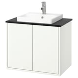 HAVBÄCK / ORRSJÖN Sink cab w doors/sink/tap, white/black marble effect, 31x21 1/2x28 3/8 "