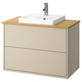 HAVBÄCK / ORRSJÖN Sink cab w drawers/sink/tap, beige/bamboo, 37x21 1/2x28 3/8 "