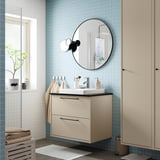 HAVBÄCK / ORRSJÖN Sink cab w drawers/sink/tap, beige/black marble effect, 31x21 1/2x28 3/8 "