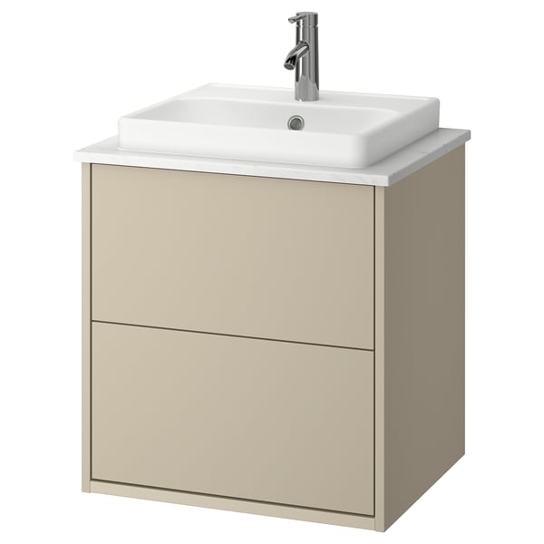HAVBÄCK / ORRSJÖN Sink cab w drawers/sink/tap, beige/white marble effect, 25x21 1/2x28 3/8 "