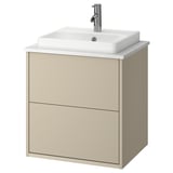 HAVBÄCK / ORRSJÖN Sink cab w drawers/sink/tap, beige/white marble effect, 25x21 1/2x28 3/8 "