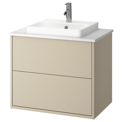 HAVBÄCK / ORRSJÖN Sink cab w drawers/sink/tap, beige/white marble effect, 31x21 1/2x28 3/8 "