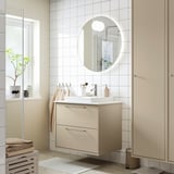 HAVBÄCK / ORRSJÖN Sink cab w drawers/sink/tap, beige/white marble effect, 31x21 1/2x28 3/8 "