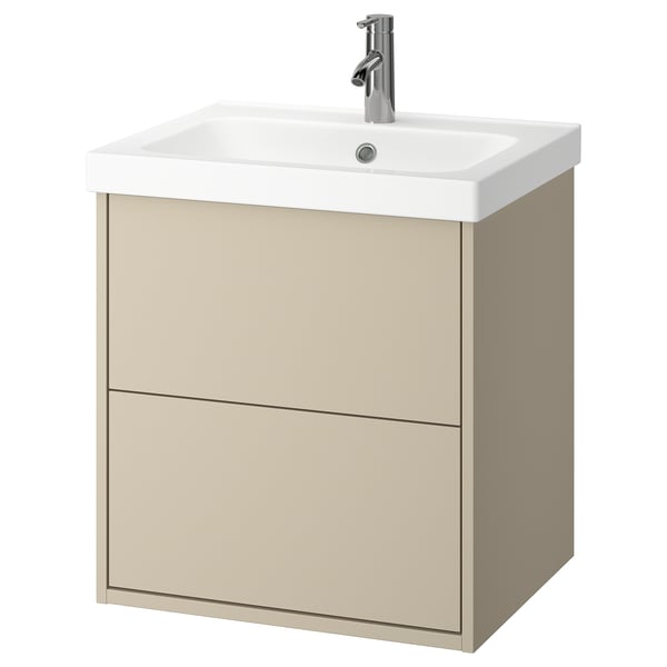 HAVBÄCK / ORRSJÖN Sink cab w drawers/sink/tap, beige, 25x21 3/4x27 5/8 "