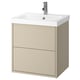 Option: HAVBÄCK / ORRSJÖN Sink cab w drawers/sink/tap, beige, 25x21 3/4x27 5/8 "