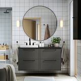 HAVBÄCK / ORRSJÖN Sink cab w drawers/sink/tap, dark gray/black marble effect, 49x21 1/2x28 3/8 "