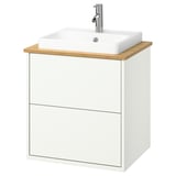 HAVBÄCK / ORRSJÖN Sink cab w drawers/sink/tap, white/bamboo, 25x21 1/2x28 3/8 "