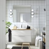 HAVBÄCK / ORRSJÖN Sink cab w drawers/sink/tap, white/bamboo, 37x21 1/2x28 3/8 "