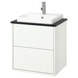HAVBÄCK / ORRSJÖN Sink cab w drawers/sink/tap, white/black marble effect, 25x21 1/2x28 3/8 "
