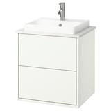 HAVBÄCK / ORRSJÖN Sink cab w drawers/sink/tap, white/white marble effect, 25x21 1/2x28 3/8 "