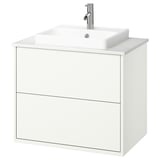 HAVBÄCK / ORRSJÖN Sink cab w drawers/sink/tap, white/white marble effect, 31x21 1/2x28 3/8 "