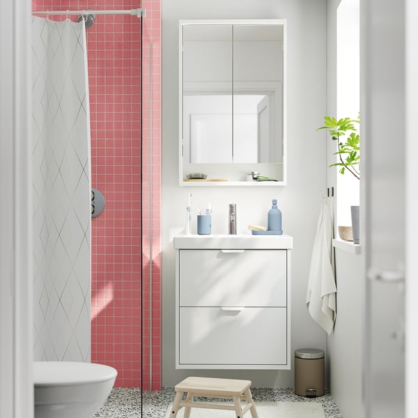 HAVBÄCK / ORRSJÖN Sink cab w drawers/sink/tap, white, 25x21 3/4x27 5/8 "