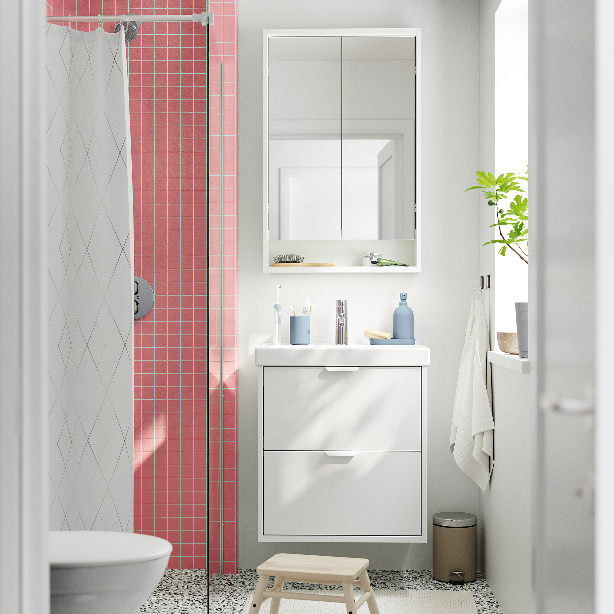 HAVBÄCK / ORRSJÖN Sink cab w drawers/sink/tap, white, 25x21 3/4x27 5/8 "