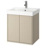 HAVBÄCK / ORRSJÖN Sink cab w drs/deep sink/tap, beige, 25x21 3/4x28 3/4 "