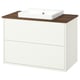 HAVBÄCK sink unit: white cabinet, wood top, rectangular basin.