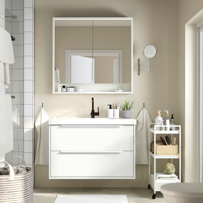 HAVBÄCK Sink cabinet with drawers, white, 36x21x25 1/8 "
