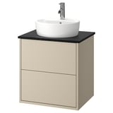 HAVBÄCK / TÖRNVIKEN Sink cab w drawers/sink/tap, beige/black marble effect, 25x21 1/2x31 3/8 "