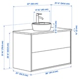 HAVBÄCK / TÖRNVIKEN Sink cab w drawers/sink/tap, beige/black marble effect, 37x21 1/2x31 3/8 "