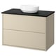 HAVBÄCK / VINDELÄLVEN Vanity with drawers, beige/black marble effect, 37x21 1/2x30 5/8 "