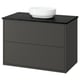 HAVBÄCK / VINDELÄLVEN Vanity with drawers, dark gray/black marble effect, 37x21 1/2x30 5/8 "