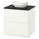 HAVBÄCK / VINDELÄLVEN Vanity with drawers, white/black marble effect, 25x21 1/2x30 5/8 "