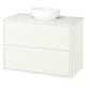 HAVBÄCK / VINDELÄLVEN Vanity with drawers, white/white marble effect, 37x21 1/2x30 5/8 "