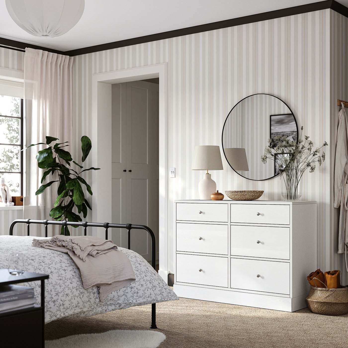 HAVSTA 6-drawer dresser, white, 121x47x89 cm (475/8x181/2x35