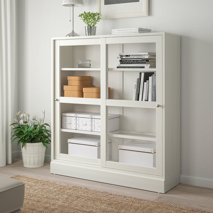 HAVSTA glassdoor with base, white clear glass, 121x37x134 cm (475/8x145/8x523/4") IKEA CA
