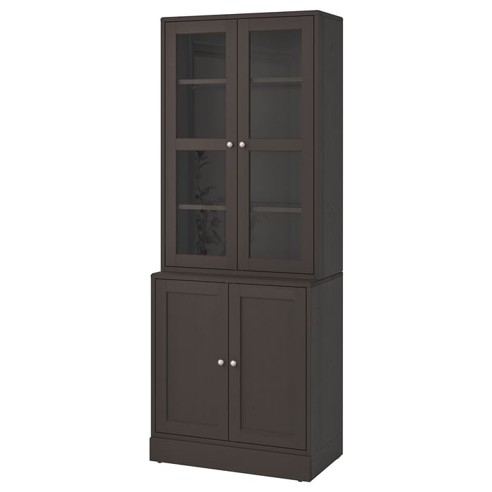 HAVSTA storage combination w/glass doors, dark brown, 81x47x212 cm (317