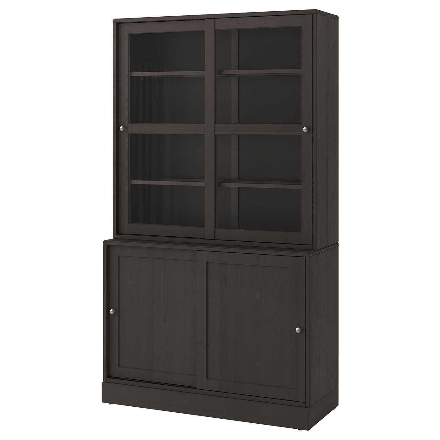 HAVSTA storage with sliding glass doors, dark brown, 121x47x212 cm (475
