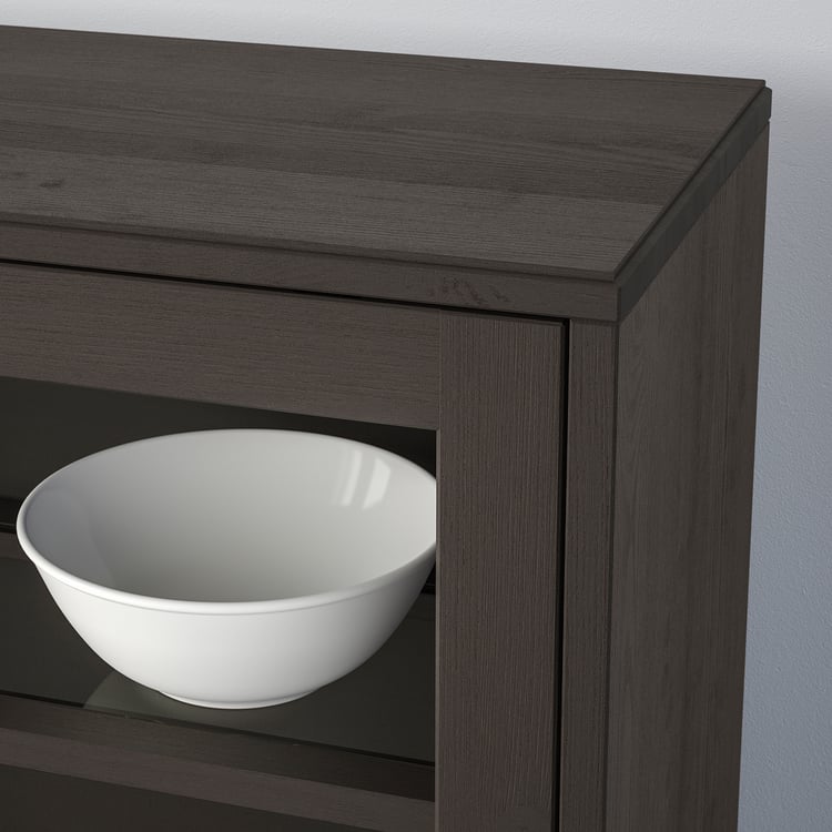 HAVSTA storage with sliding glass doors, dark brown, 121x47x212 cm (475