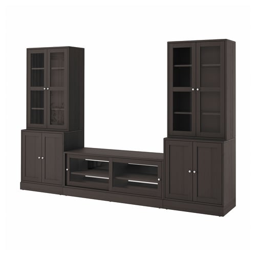 HAVSTA TV storage combination/glass doors, dark brown, 322x47x212 cm (1263/4x181/2x831/2") IKEA CA