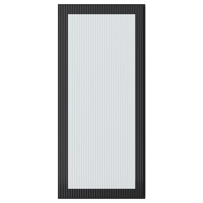 HEJSTA Glass door, anthracite/reeded glass, 18x40 "