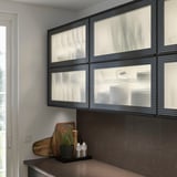 HEJSTA Glass door, anthracite/reeded glass, 15x40 "