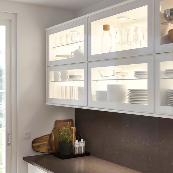 HEJSTA Glass door, white/clear glass, 15x40 "