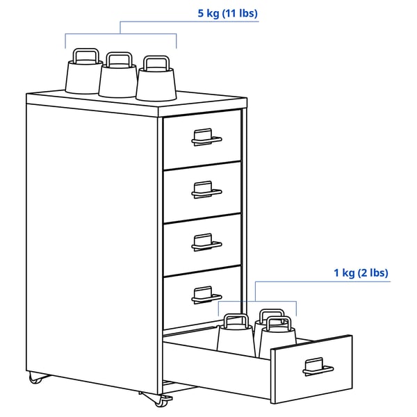 HELMER Drawer unit on casters, white, 11x25 5/8 "