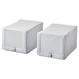 HEMMAFIXARE Shoe box, fabric striped/white/gray, 9x13x7 "