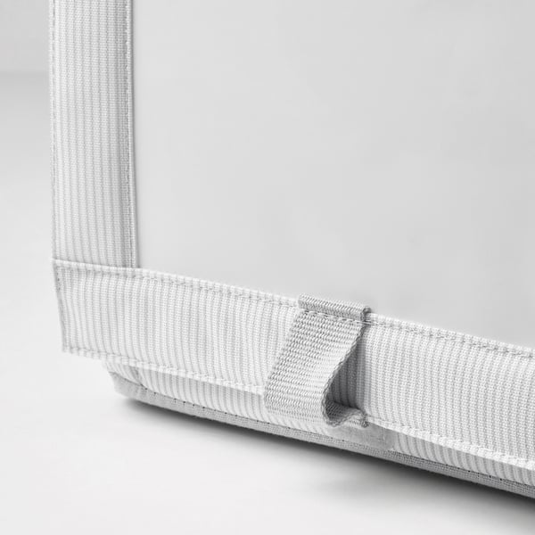 HEMMAFIXARE Shoe box, fabric striped/white/gray, 9x13x7 "